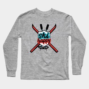 Ski Happy Crossed Skis Long Sleeve T-Shirt